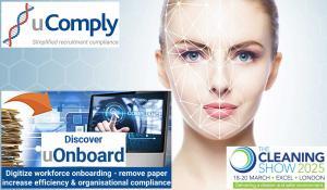 Staff onboarding digitization of recruitment records images informing uComply are at the cleaning show 2025